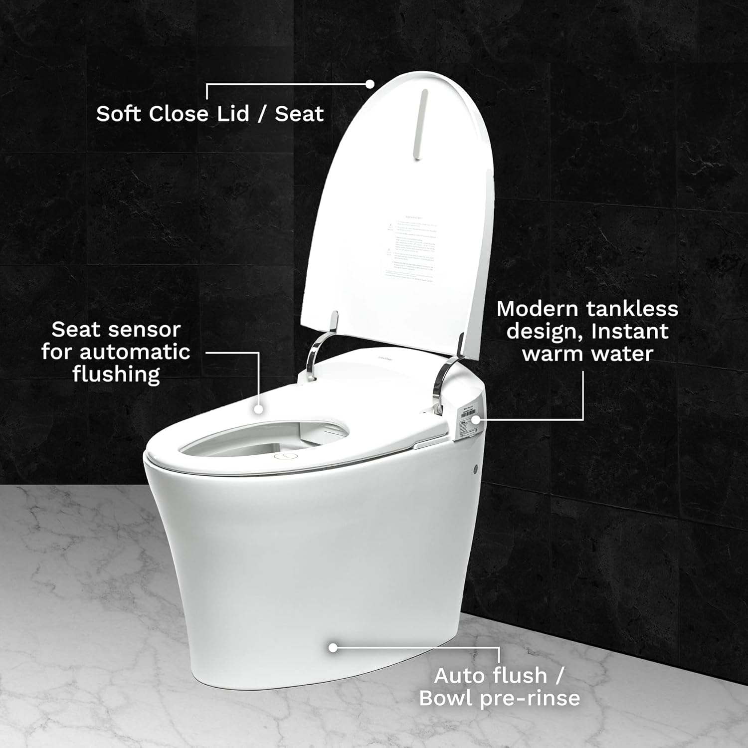 60% оƒƒ Dіѕсоunt Trone Fountina FETBCERN12.WH Electronic Bidet Toilet, Floor-Mounted Toilet Bowl with Built-In Bidet, Advanced Smart Toilet with Heated Toilet Seat and On-Demand Warm Water, White