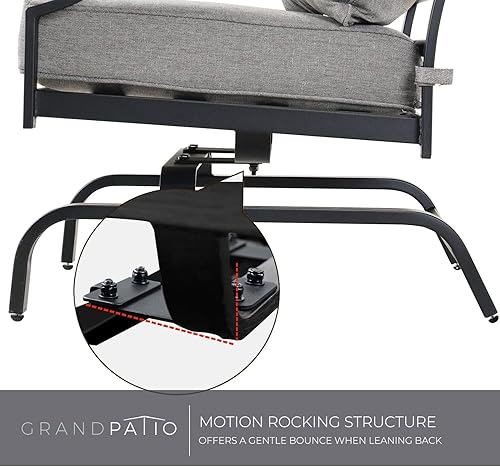 Miniatura 10 de Grand patio Silla de asiento para patio al aire libre silla de movimiento mecedora estacionaria silla acolchada acolchada juego de 2 azul pavo real