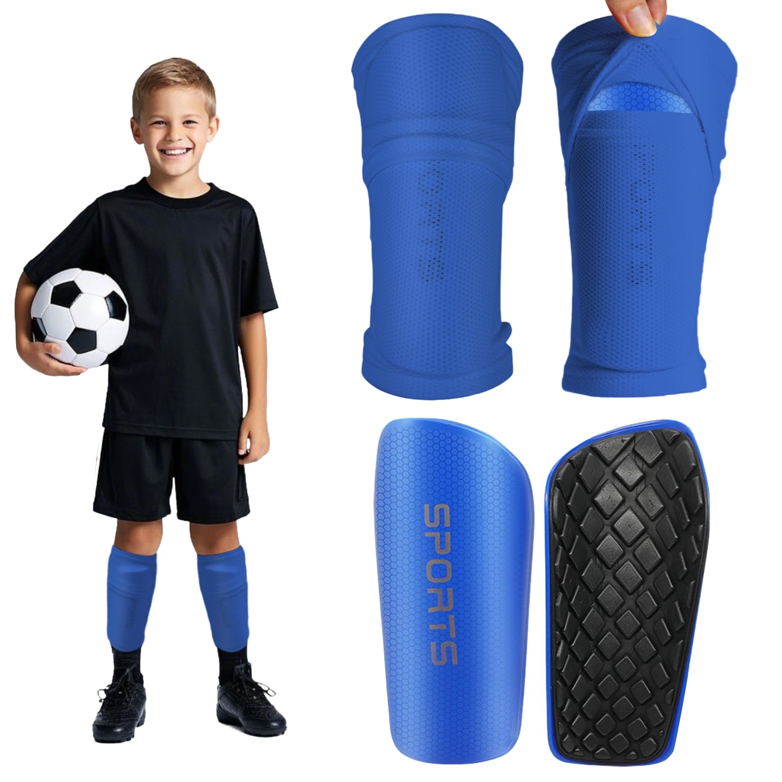 Shin Guards Soccer Kids 2025 Version High-Density Foam Soccer Shin Guard with Sleeves Shin Protective Pads for Kids Daily Practice School Competitions