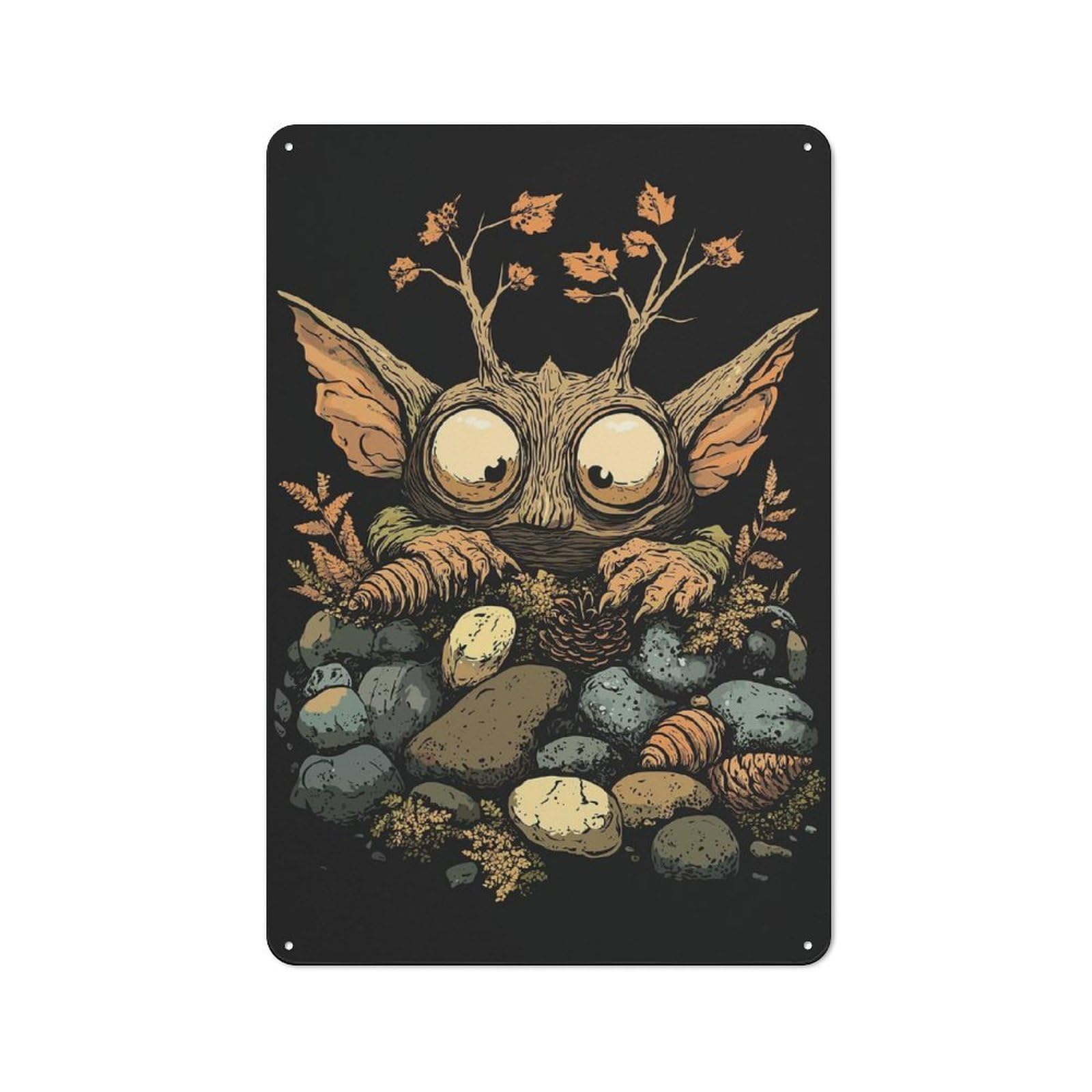 Junmoney Forest Creature Goblin - Goblincore Vintage Tin Sign 30X20cm For Garden Room Or Summerhouse, For A Newly Organised Room And Metal Sign Display