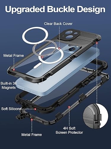 Miniatura 43 de WIFORT Funda impermeable para iPhone 14 Pro - Funda protectora de cuerpo completo de metal resistente, protector de pantalla integrado, IP68 a