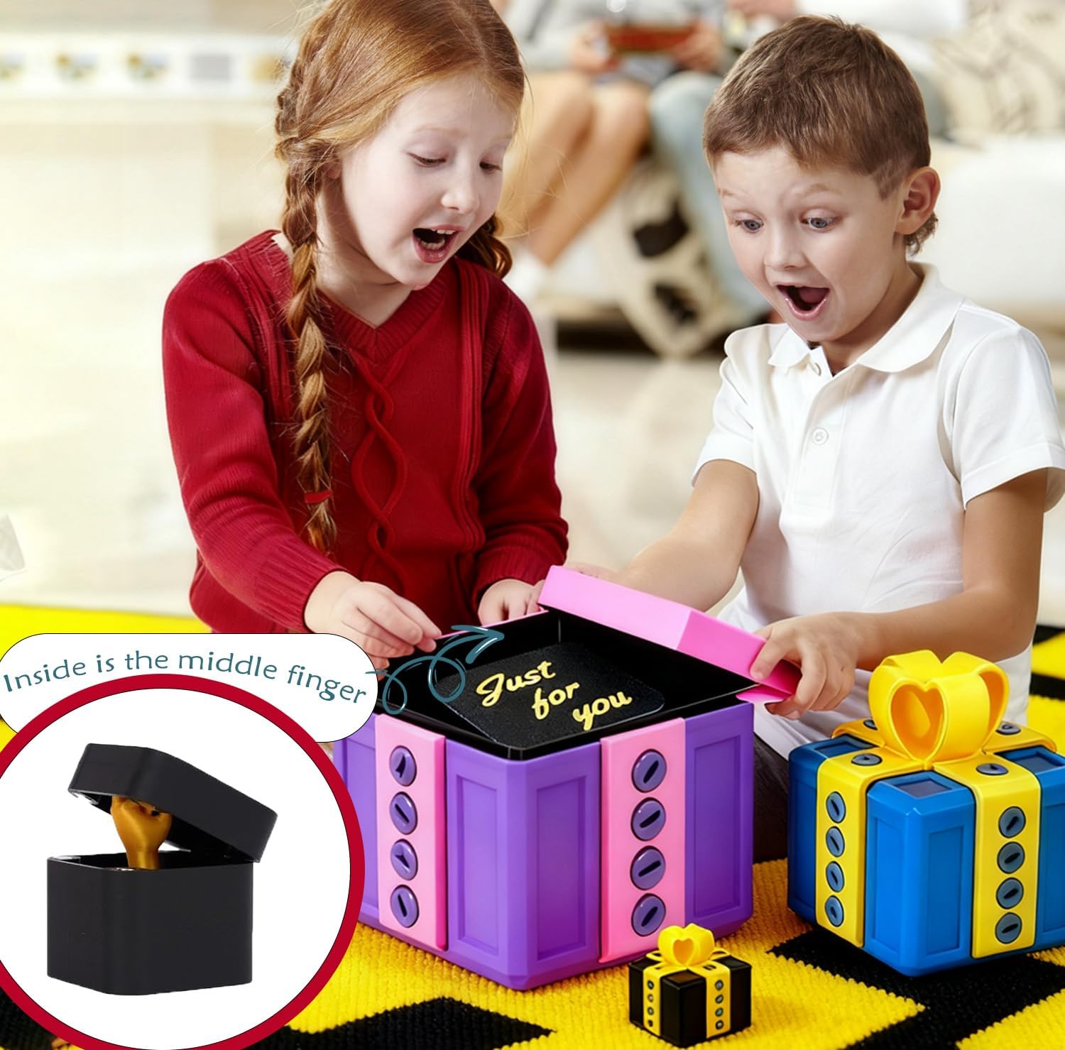 Christmas Stocking Stuffer The Annoying Present，Annoying Gift Box with 3D Printed Screws & Finger Surprise Box， Perfect for Birthdays,Office & Halloween,White Elephant Gifts for Men (Blue)
