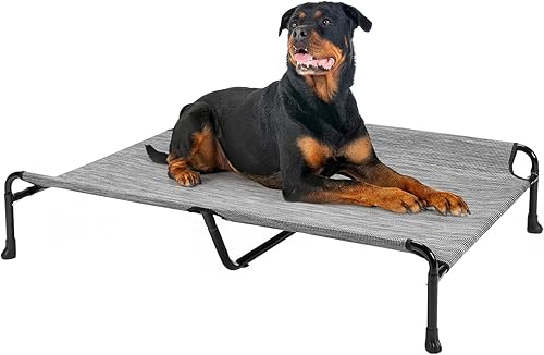 Miniatura 13 de Veehoo Cama elevada para perro, catres elevados para perros grandes, cama impermeable para perros al aire libre, hamaca refrescante para mascotas