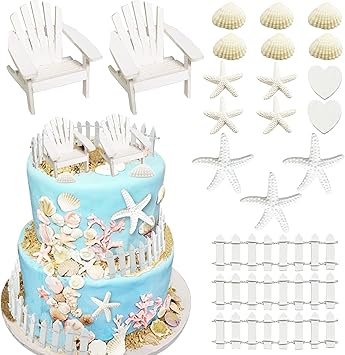 Beach Cake Topper Wedding Cake Topper Wooden Adirondack Miniature Beach Chair Mini Doll Furniture Top Decoration for Dollhouse Wedding Anniversary Beach Theme Cake Decoration
