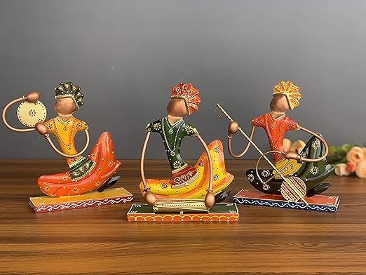 GUNENDRA Crafts Metal Rajasthani showpiece | Home Decor Musicians Item Showpiece - Decorative Items for Home |