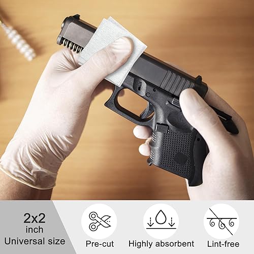 Miniatura 3 de Meanhoo Suministros de limpieza para pistolas - Parches de limpieza de pistola de 2 pulgadas, hisopos de limpieza de pistola de 6.3 pulgadas,