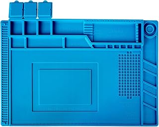 S-160 Soldering Mat Insulation Silicone Magnetic Repair Work Mat Heat-Resistant Soldering Station Mat for BGA and Gun Soldering Iron, Workbench, Cell Phone Laptop Repair, Size: 17.8 x 11.8 inch