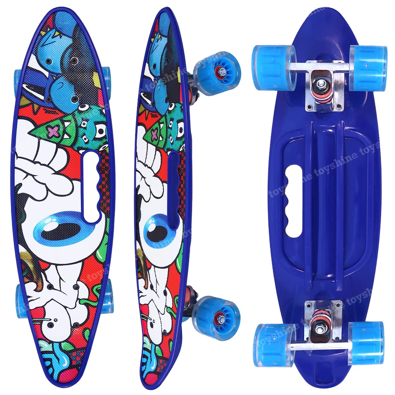Toyshine Complete Skateboard 59 Cms All Wheels LED Light up Beginners, Devil Eye Blue (B0B96R96ND) Amazon Price History, Amazon Price Tracker