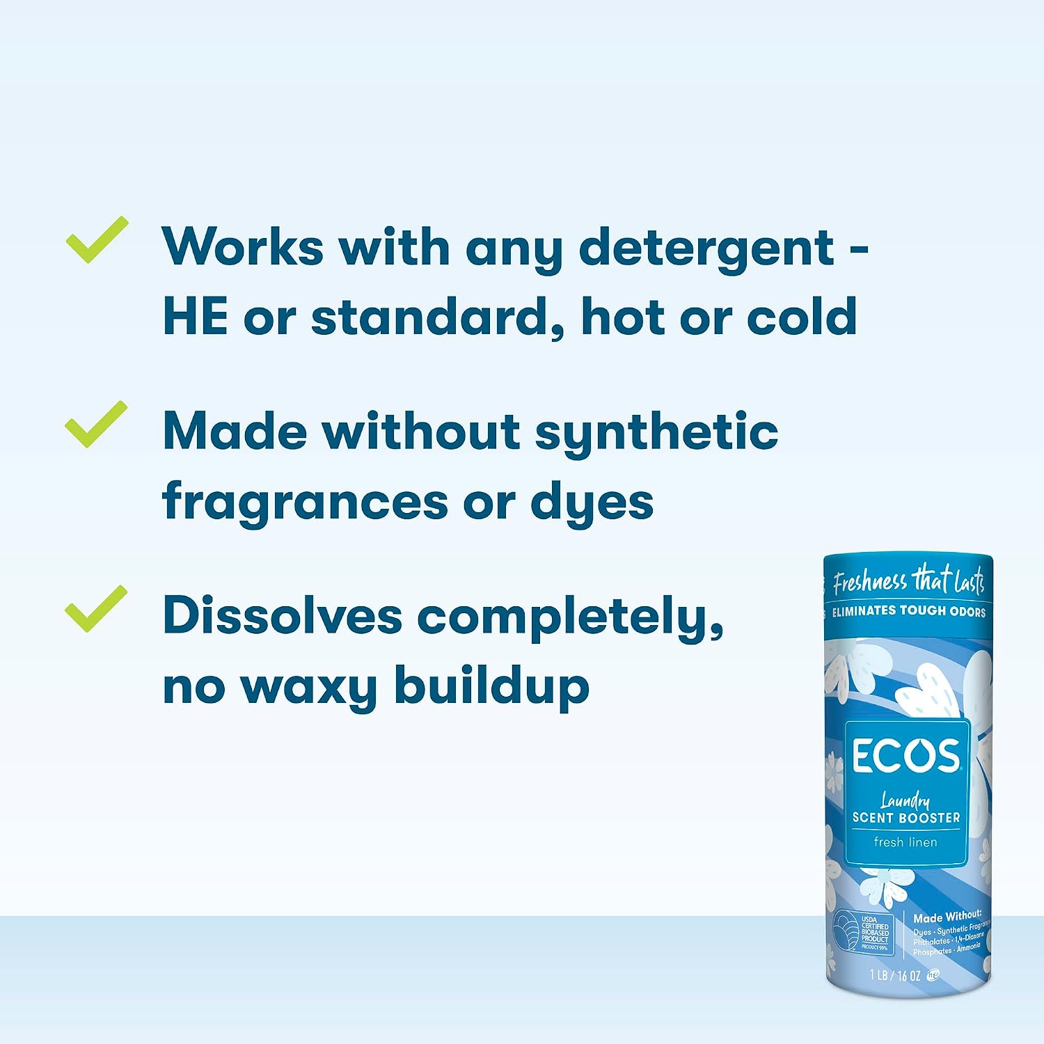 ECOS In-Wash Laundry Scent Booster, Fresh Linen, 16 oz