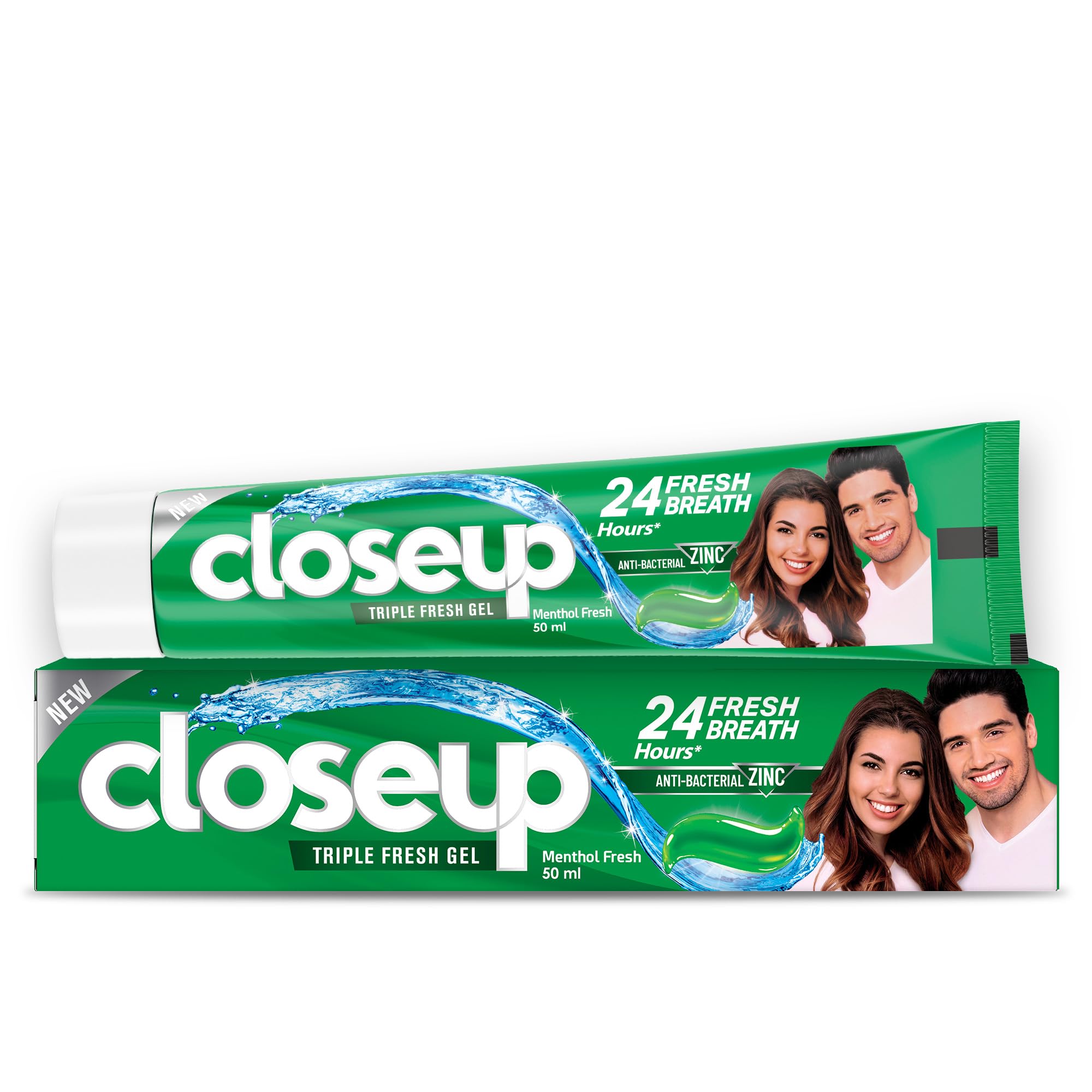 Closeup Triple Fresh Gel Toothpaste, Menthol Fresh, for 24HR fresh breath, 50ml