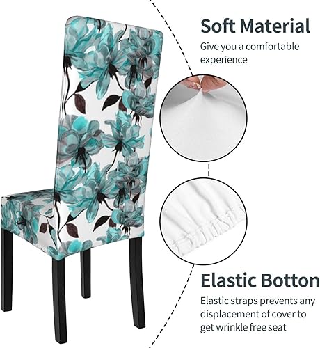 Miniatura 6 de Fundas para sillas de comedor con diseño floral de flores azules en acuarela para sillas de comedor, fundas lavables para sillas de comedor, hotel,