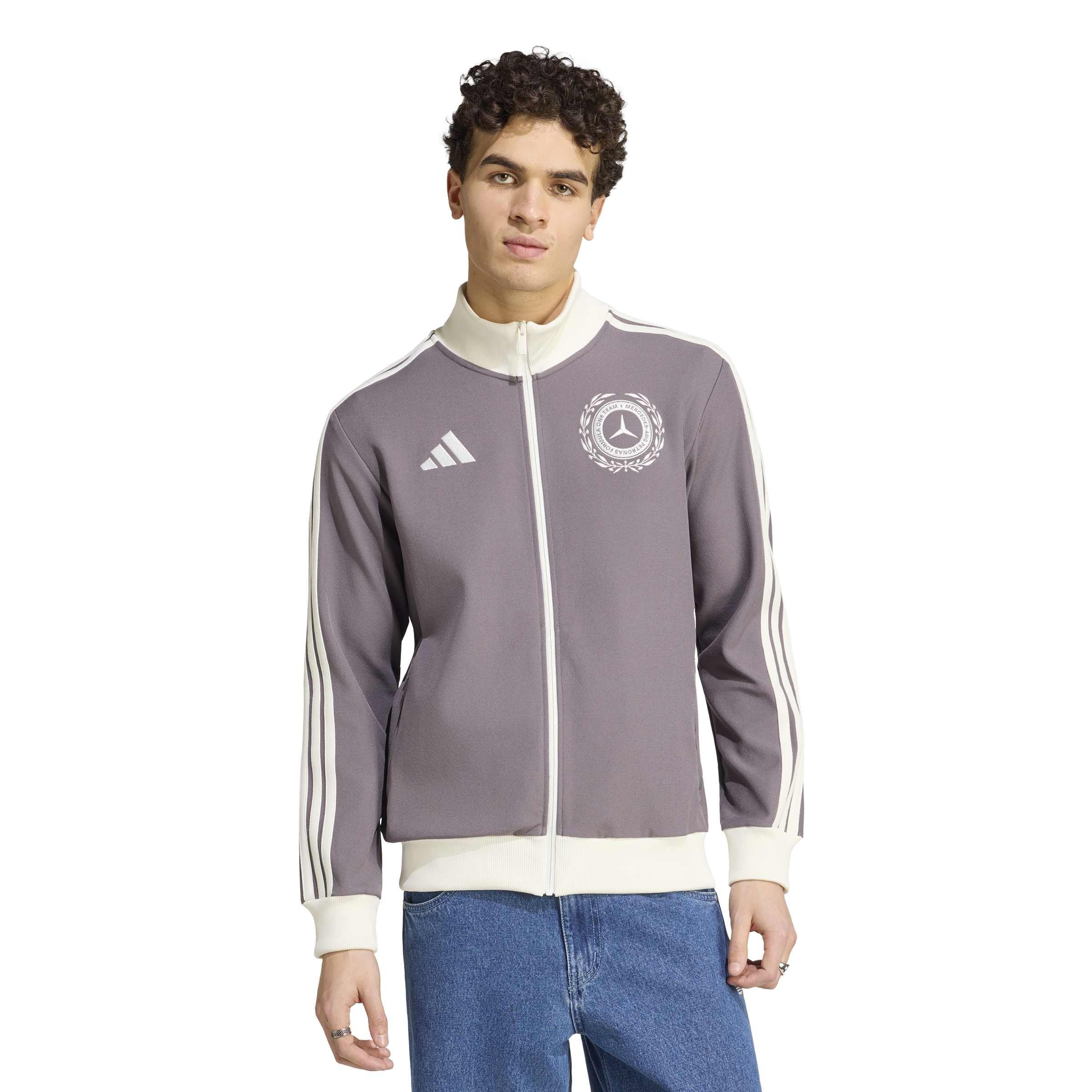 adidas Men's Mercedes - Amg Petronas Formula 1 Team Silver Arrows Icon Track Top Sweatshirt, granite/off white, XS