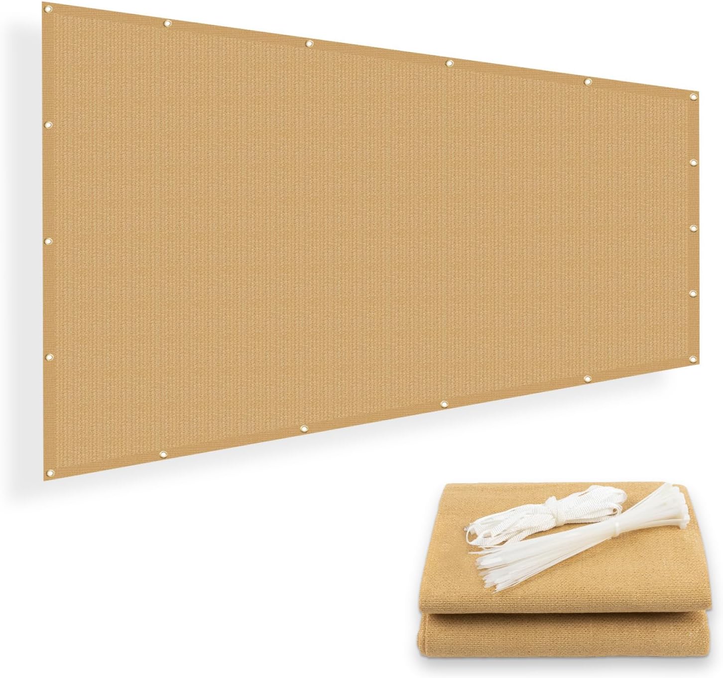 SUNNY GUARD 90% Shade Cloth 4/6/8/10/12 FT Sun Shade Screen Fabric Shade Cover Tarp with Grommets for Pergola Backyard Garden, 6' x 10', Sand