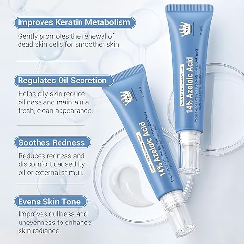 Miniatura 5 de Crema de acné con ácido azelaico al 14%, suero de ácido azelaico con ácido hialurónico, niacinamida y escualano, reduce el acné, refinación de poros