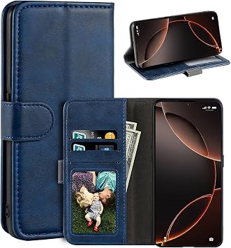 Leather Flip Cover Compatible with Xteink X4 Wallet Case with Card Slots Magnetic Closure Kickstand RFID Shockproof Folio Blue