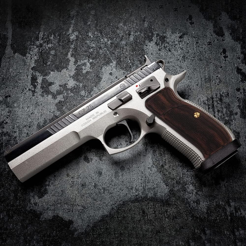 Cool Hand Wood Grips for CZ 75 Full Size, SP-01, 75B BD, Grips Screws Included, Checker Diamond Cut Texture, Brown