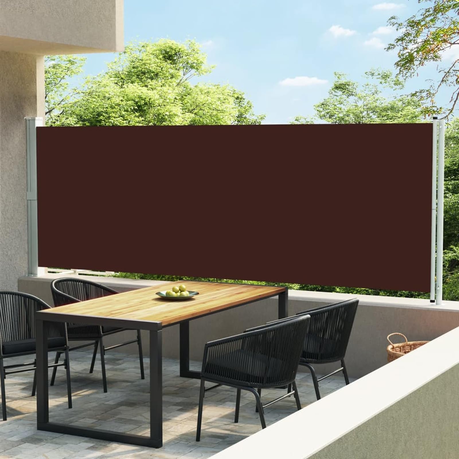 ShGaxin Einziehbare Seitenmarkise für Patio, Markisen für den Außenbereich, Terrasse, Markise für Wohnwagen, Sommer, Markise für Balkon, Braun, 600 x 160 cm