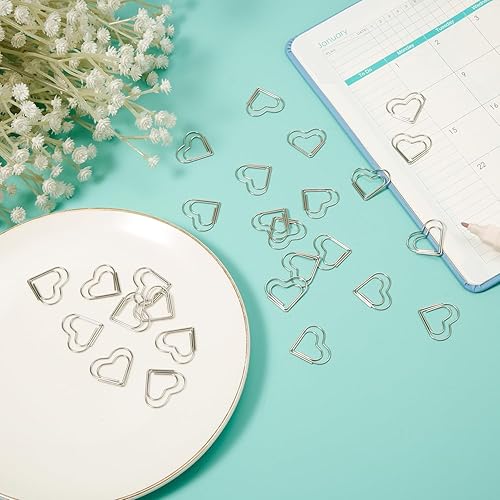 Miniatura 3 de 100 mini clips de papel, bonitos clips de papel de corazón de acero inoxidable, clips de papel de metal pequeños para clasificar, organizar