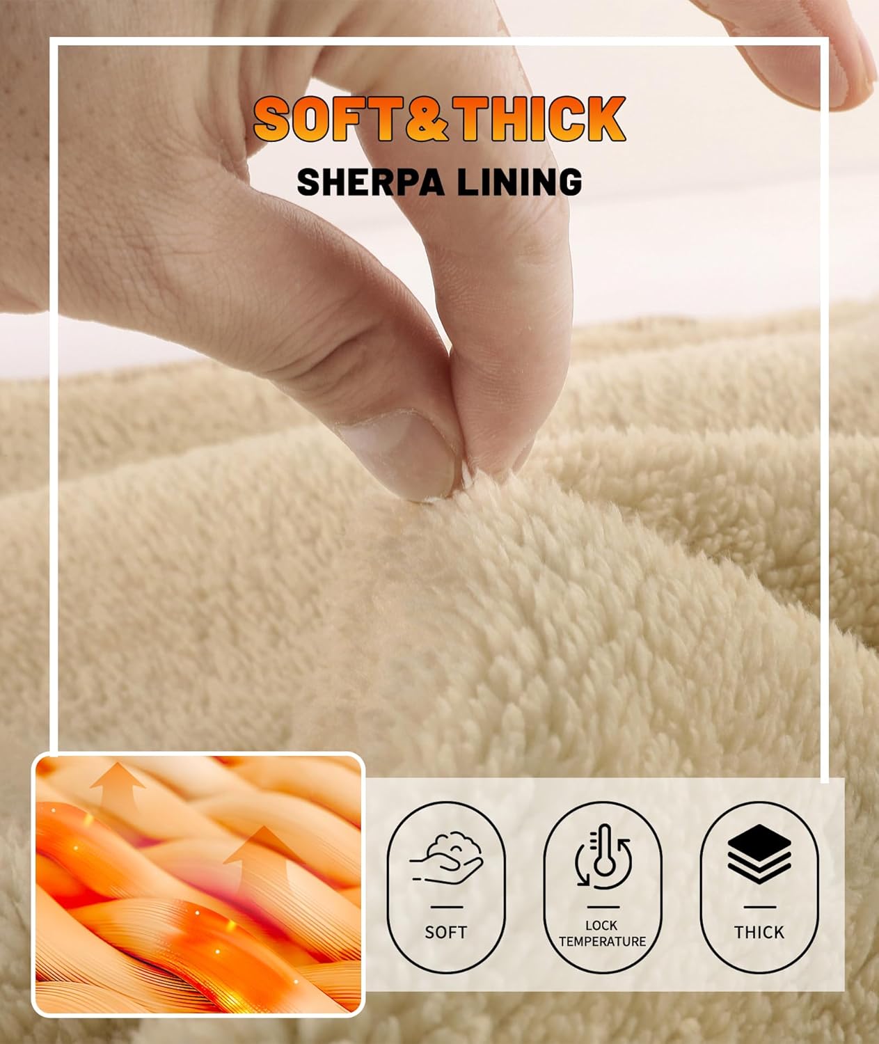 Men's Sherpa Fleece Lined Hoodie Thick Pullover Hooded Winter Warm Casual Athletic Sweatshirt with Kangaroo Pocket - Image 5