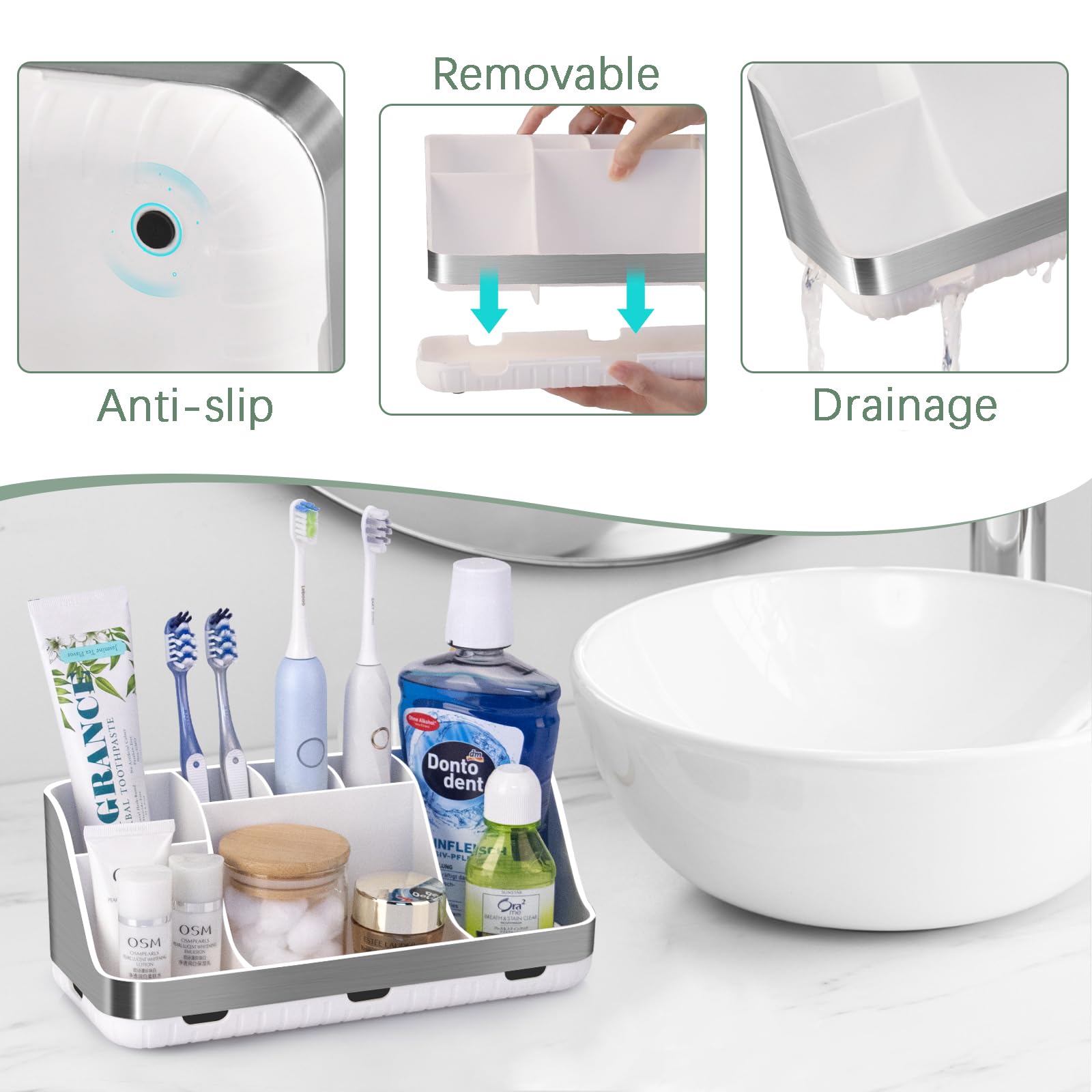 PARKMANI Toothbrush Holder for Bathroom Organizer Storage Electric Toothbrush and Toothpaste Holders - Image 3
