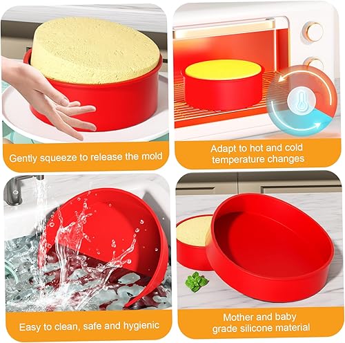 Miniatura 6 de 4 moldes redondos de silicona para tartas de 4, 6, 8, 10 pulgadas, antiadherentes, resistentes al fríocalor, moldes para hornear fáciles de limpiar,