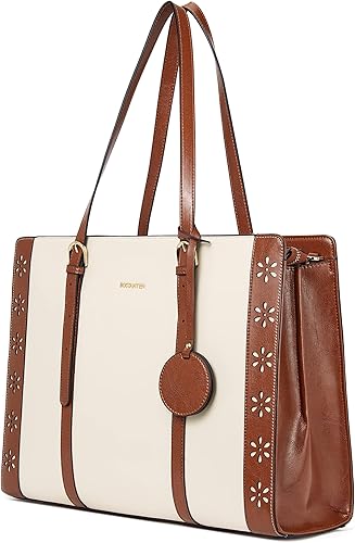 BOSTANTEN Bolsa para laptop para mujer, 15.6 pulgadas, maletín de cuero para computadora, bolso de mano de trabajo vintage