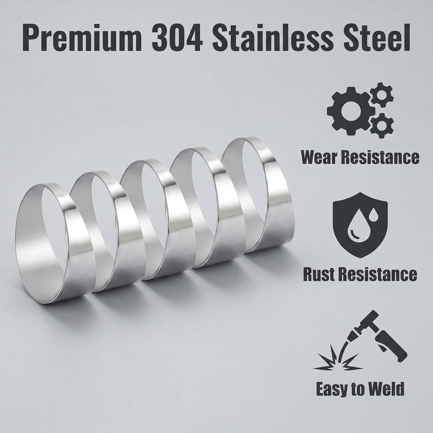 304 Stainless Steel Pie Cuts, 90 Degree Exhaust Pipe Sections, 5 Pcs 2.5in