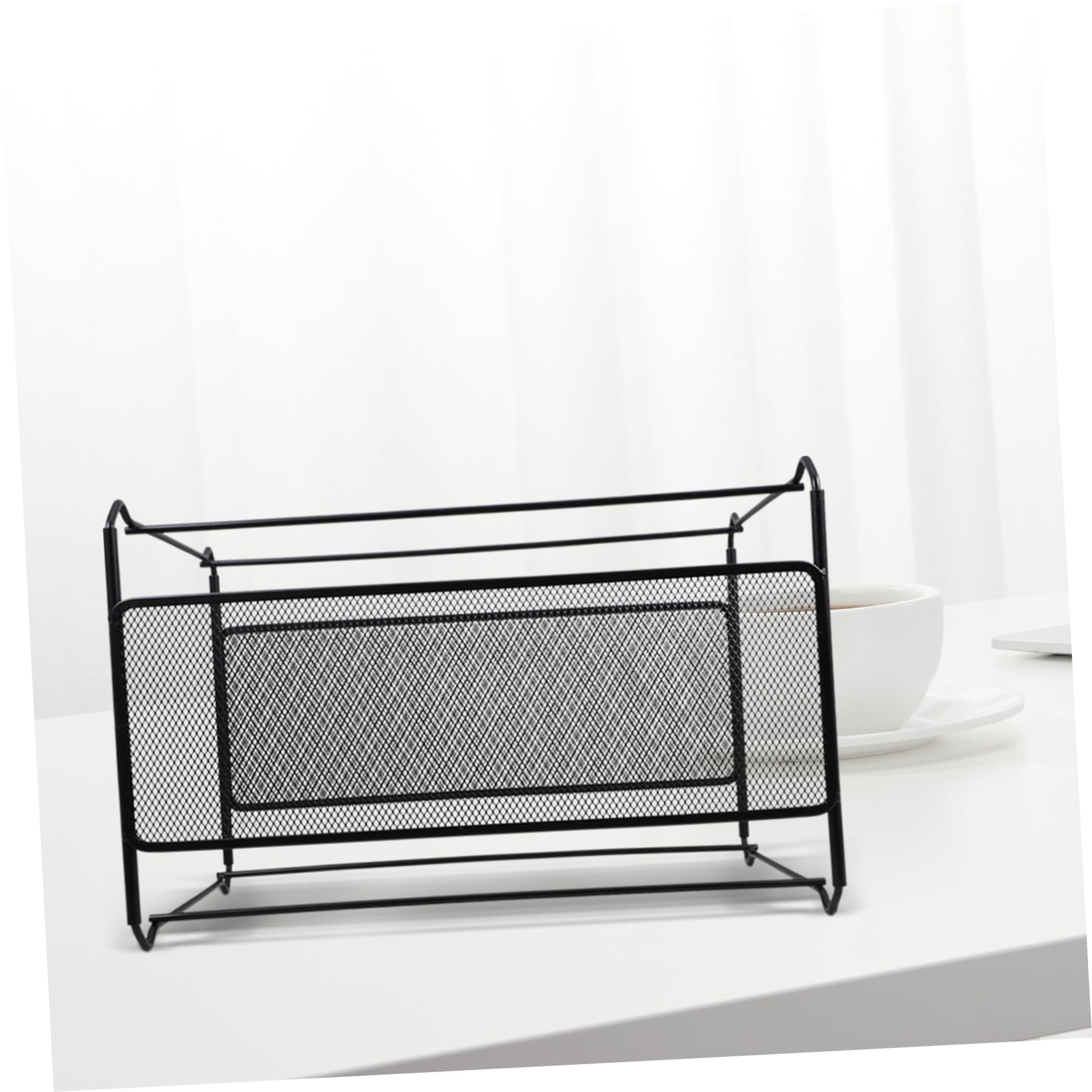 Porta Documenti in Ferro Nero 39x28x25, 5 Cm per File A4 | Struttura a Rete, per Report e Cartelle Sospese, Design Semplice Creativo