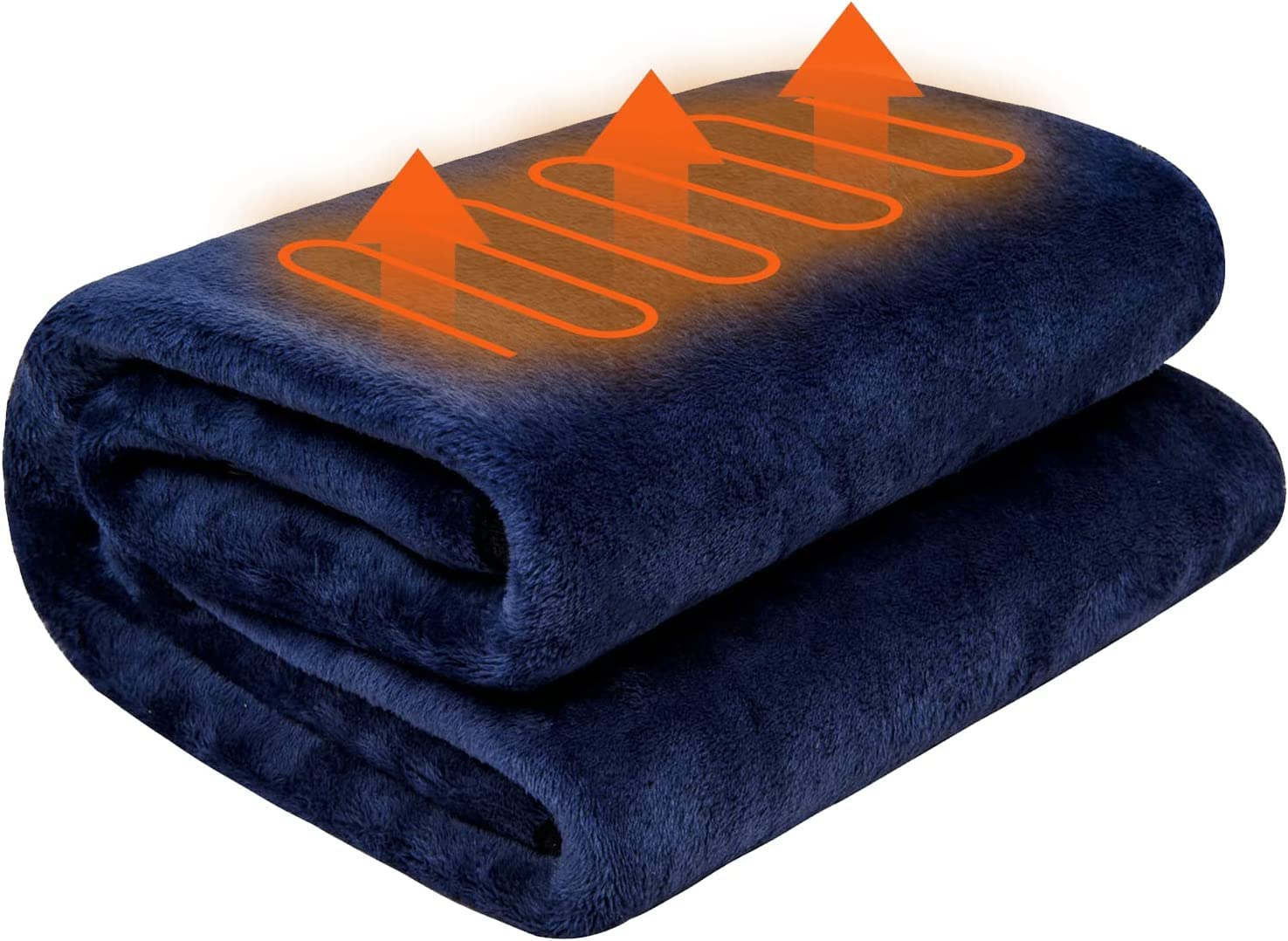 SOJOY 水洗い可能な電気毛布 12v車用電気毛布 ロード旅行に適用 Hi/Me/Lo3段階切り替え、30/45/60分タイマー機能 (紺色)