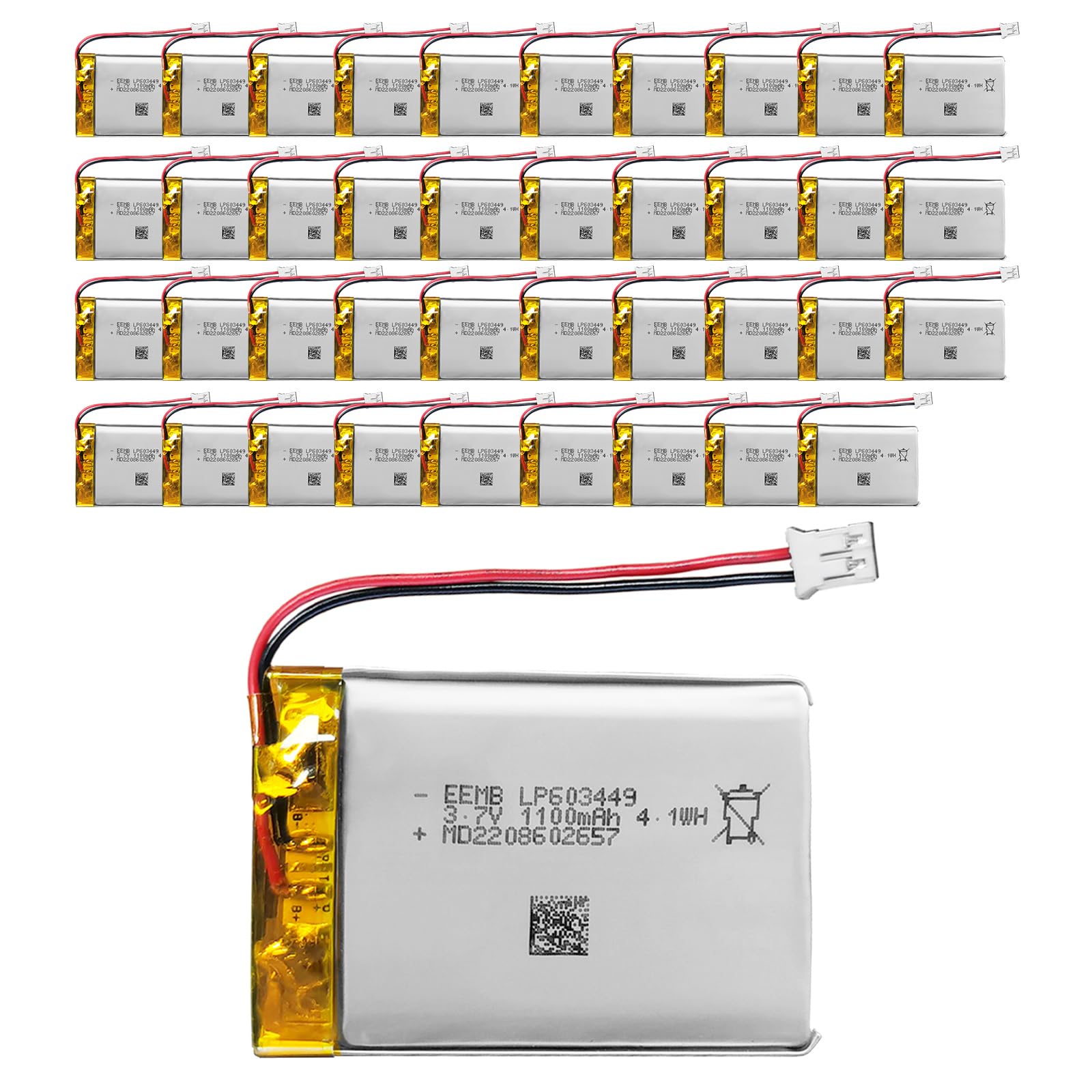 連絡用 Amazon | 40 X EEMBリチウムポリマー電池3.7 V 1100 mAh 603449