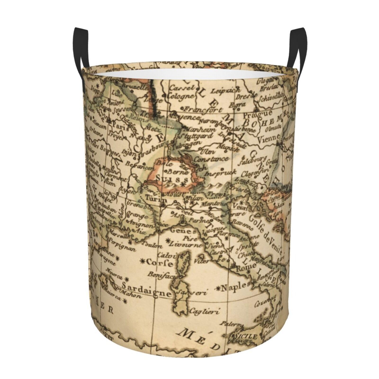 Laundry Basket Old Europe Map Laundry Hamper Waterproof Idea Hampers Large Collapsible Baskets with Handle Suitable for Bedroom Bathroom Utility Room Kitchen