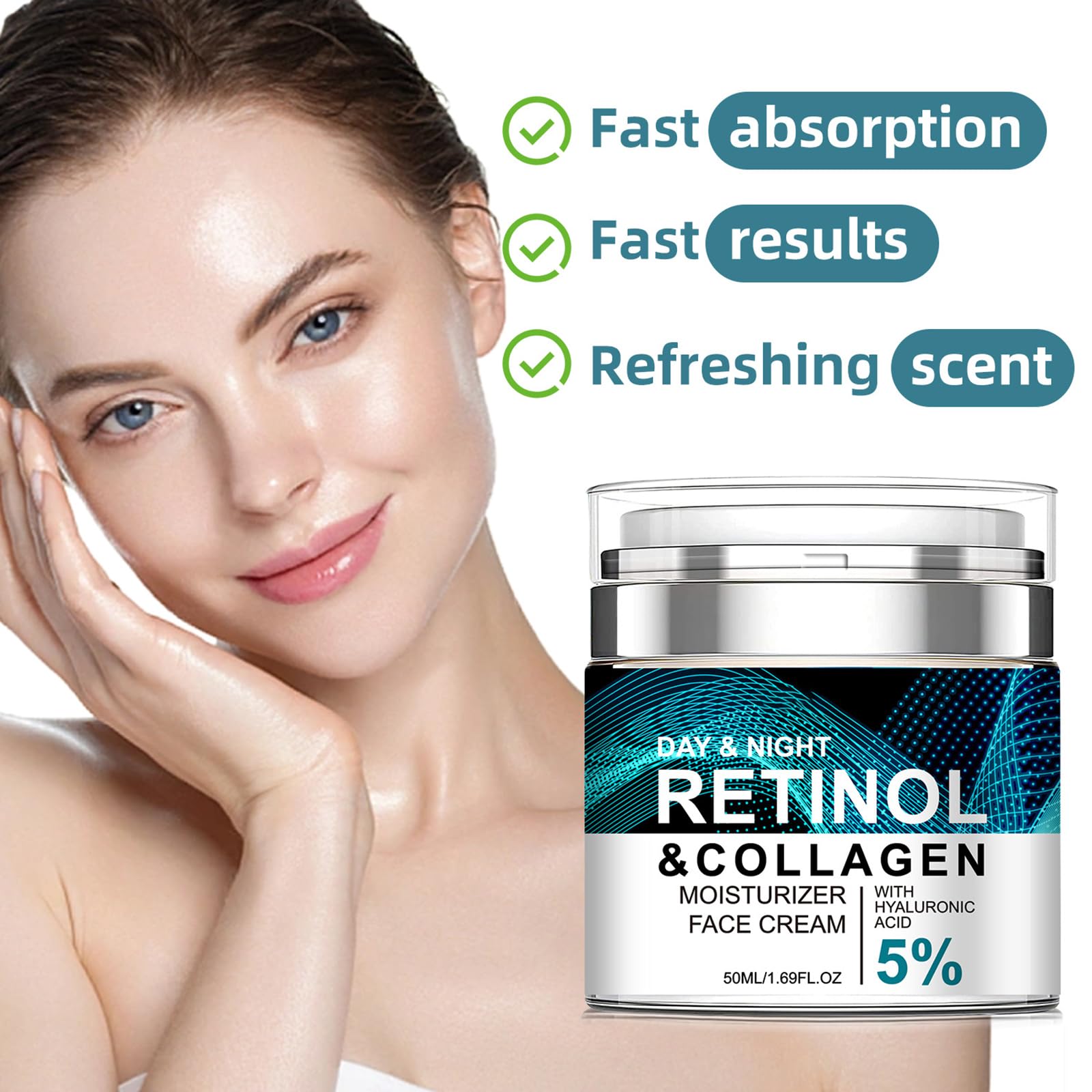 AuraAnge Retinol Cream, Collagen Face Cream with Hyaluronic Acid, Suitable for Aging Wrinkles, and Fine Lines - Image 4