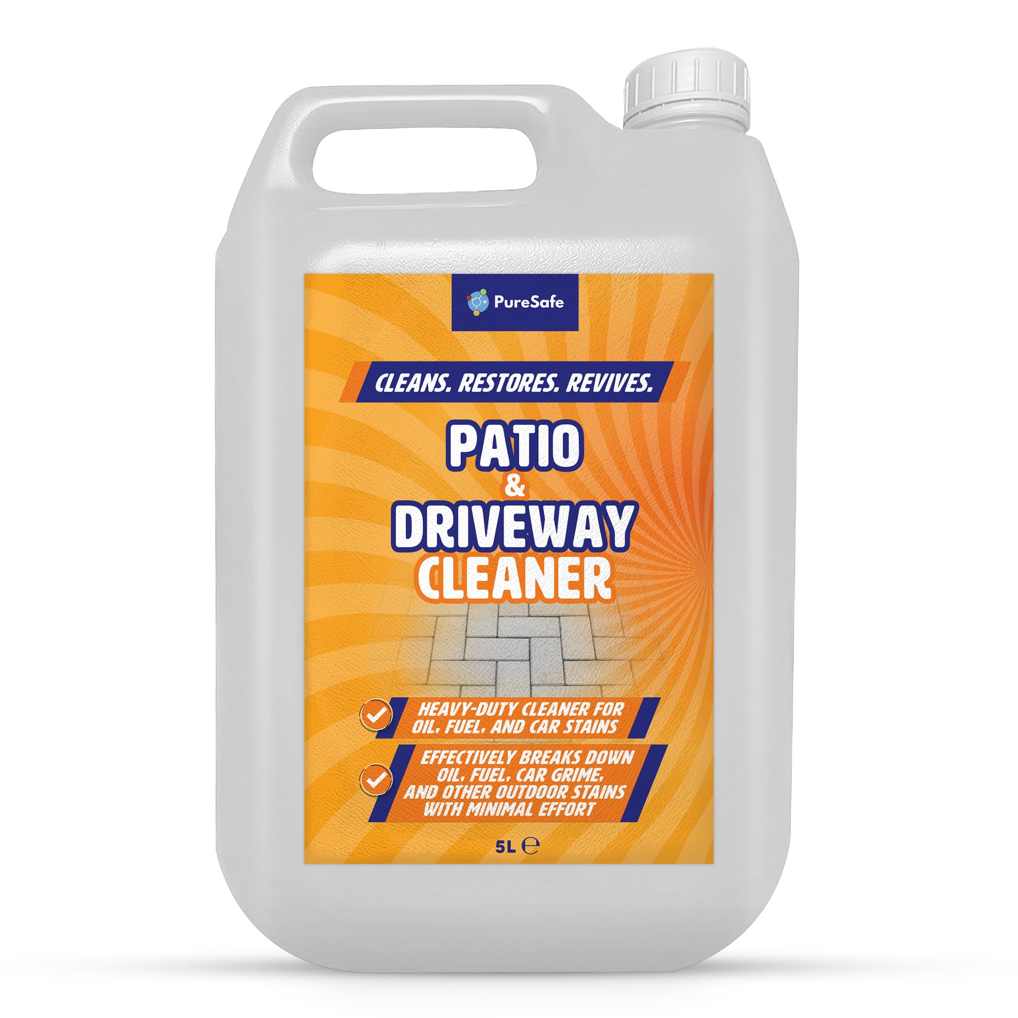 Pure Safe Patio & Driveway Cleaner 5L Heavy-Duty Outdoor for Oil, Fuel, Grease & Tyre Marks – Concrete, Stone & Paving Slab Cleaner – Powerful Stain Remover