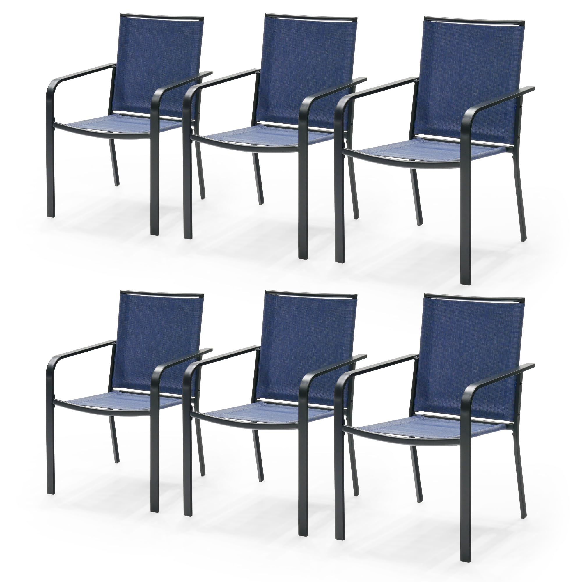 Anmutig Patio Dining Chairs Set of 6, Outdoor Stackable Dining Furniture Set, All Weather Dining Set for Lawn, Garden, Backyard, Poolside, Blue