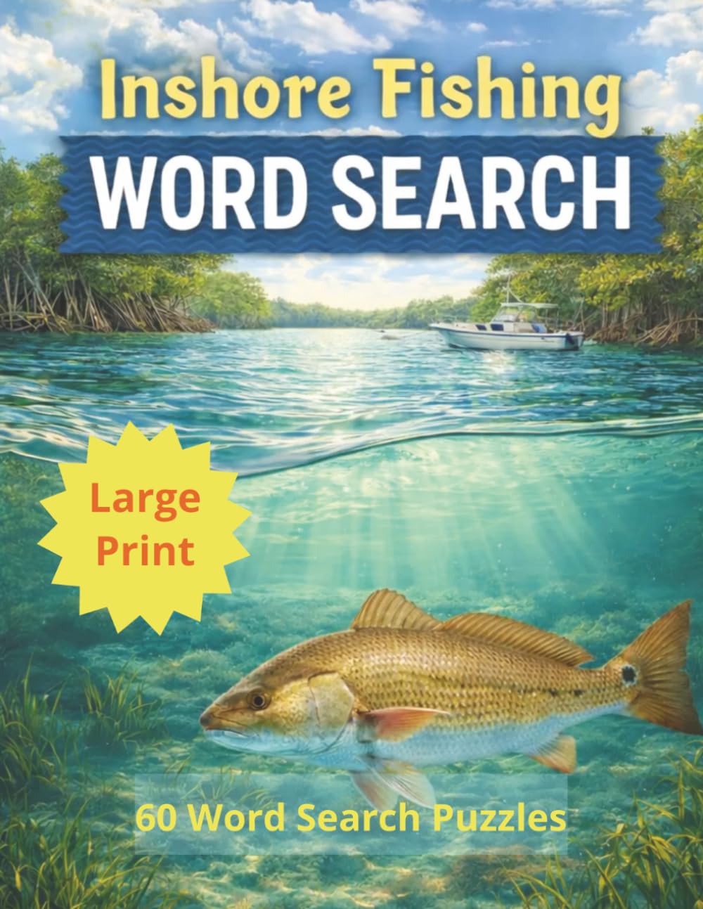 Inshore Fishing Words Search: 60 Word Search Puzzles, Large Print