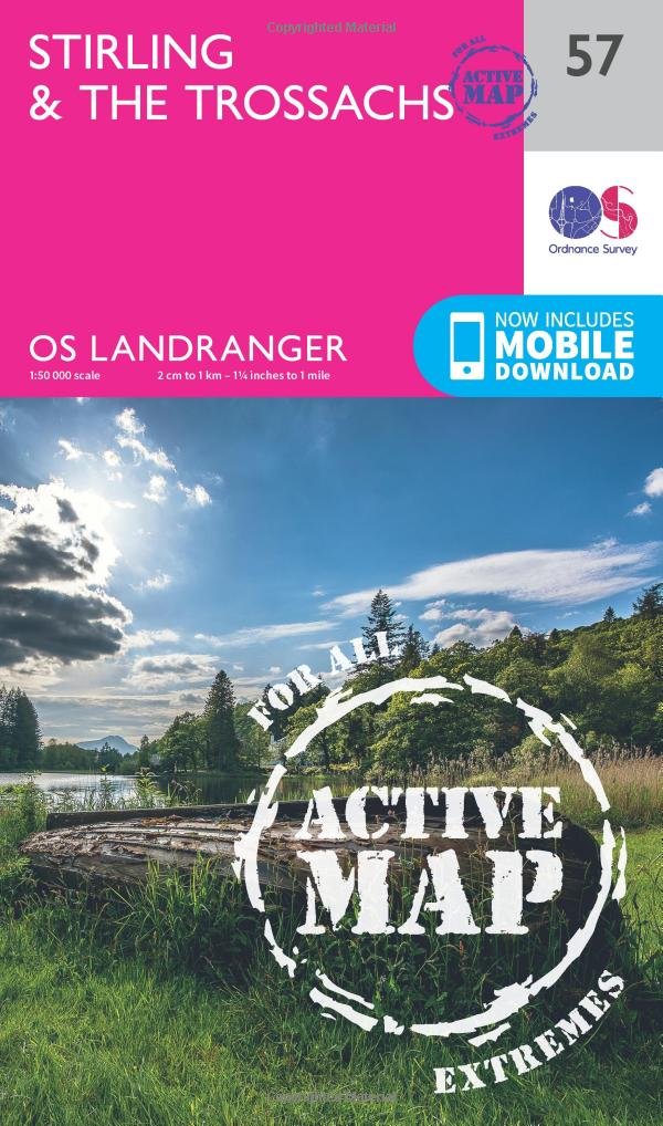 Stirling & the Trossachs Map | Weatherproof | Callander, Dunblane & Glen Artney | Ordnance Survey | OS Landranger Active Map 57 | Scotland | Walks | Cycling | Days Out | Maps | Adventure