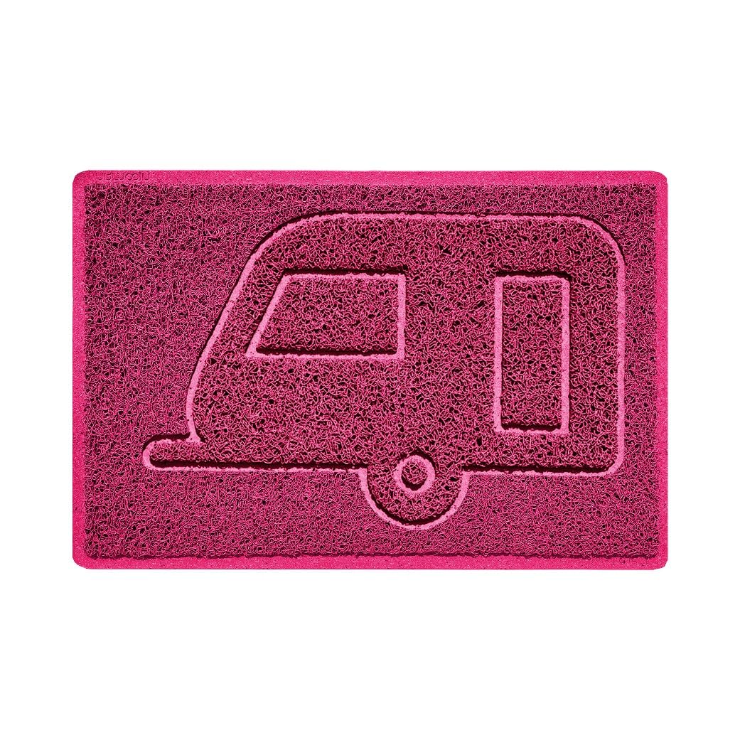 Nicoman CARAVAN Embossed Shape Door Mat Dirt-Trapper Jet-Washable Doormat-(Use Indoor or Sheltered Outdoor)- (60x40cm/23.6x15.7inches, Small) Pink