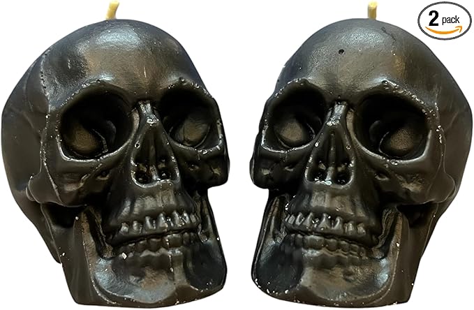 2 pcs Black Skull Candles 2.36 in Height