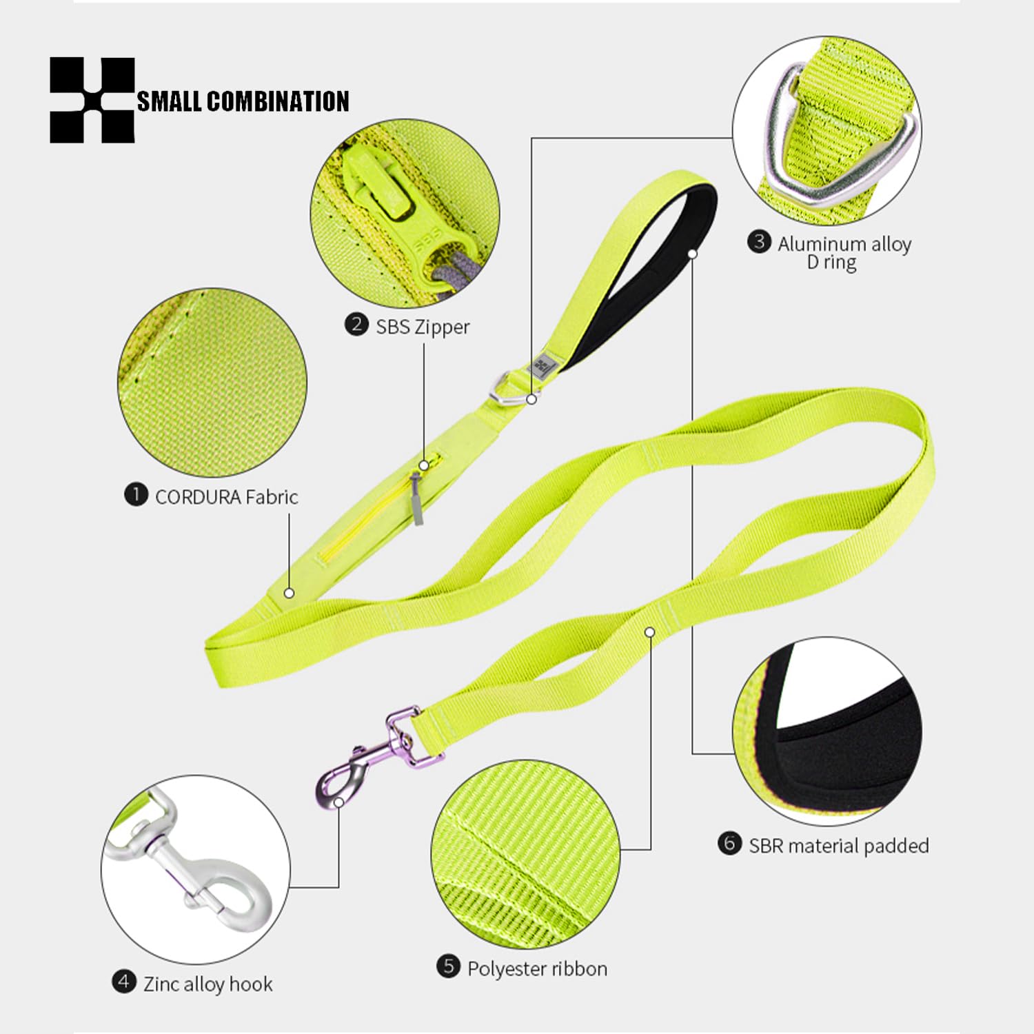Guinzaglio per cani, lungo 1,2 m, con clip in metallo (giallo limone, L)