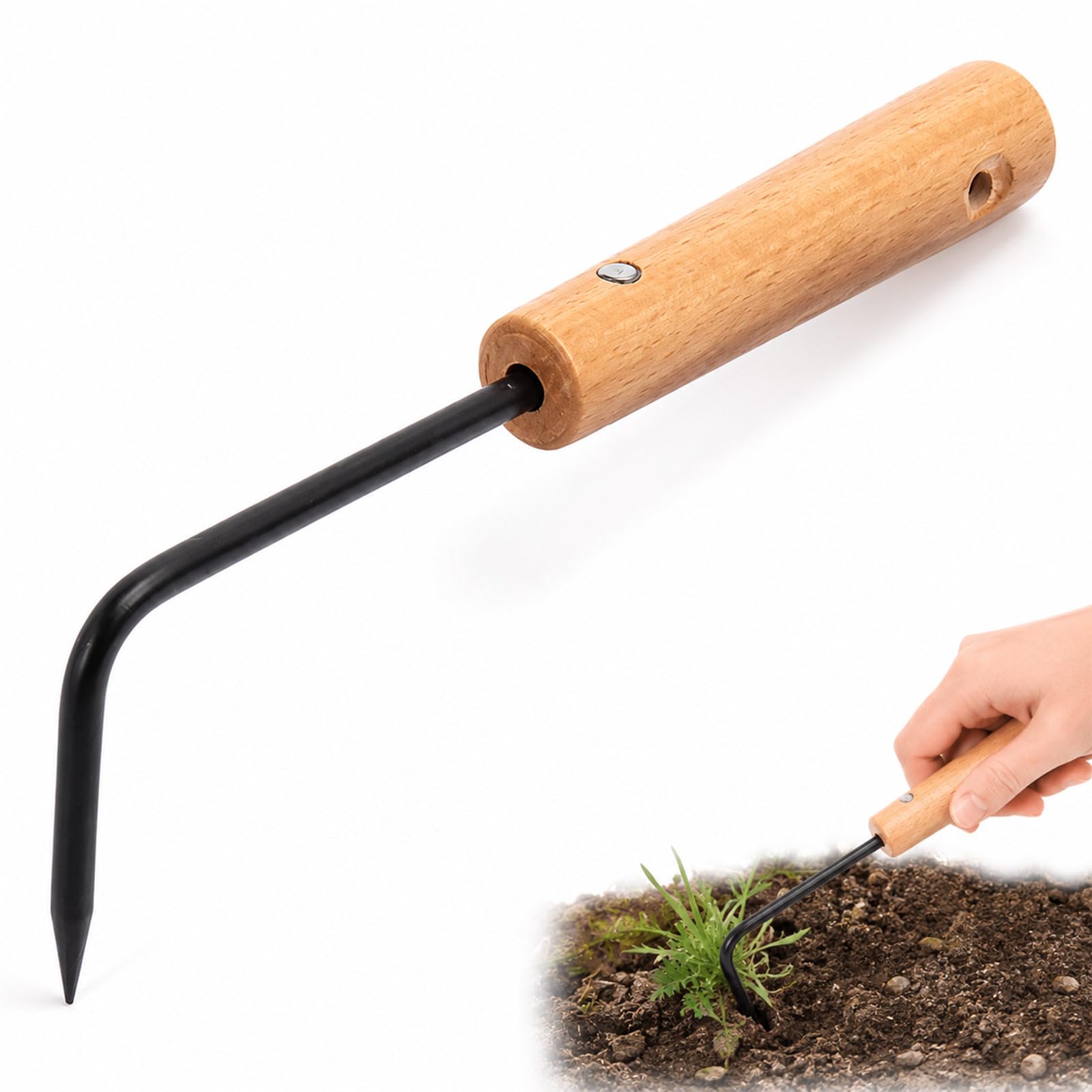 Whispern Cloud Bonsai Root Hook, Premium Manganese Steel Gardening Tool with Ergonomic Wooden Handle for Soil Loosening, Root Combing & Bonsai Repotting