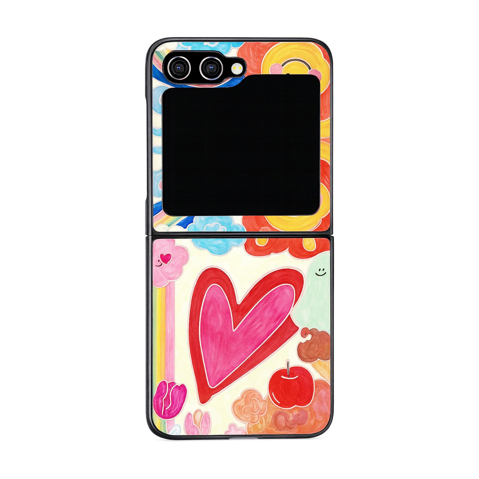 casafyne Slim Shockproof Hard PC Case for Samsung Galaxy Z Flip 6 with Colorful Heart Pattern - Classical Folding Cover, Protective Case for Galaxy Z