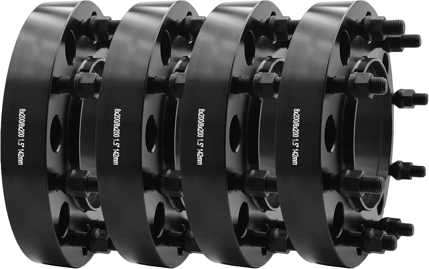 Complete Set OF 8x200 TO 8x200 MM 1.5" Thick Black Hub Centric Wheel Adapters Compatible With Ford 2005+2020 F-350 Dually