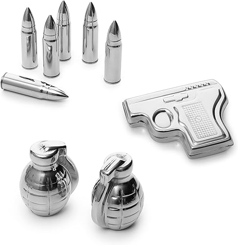 Miniatura 2 de The Wine Savant - Decantador de pistola de whisky y vino - Decantador de pistola de whisky con 6 enfriadores de whisky balas - Regalos militares