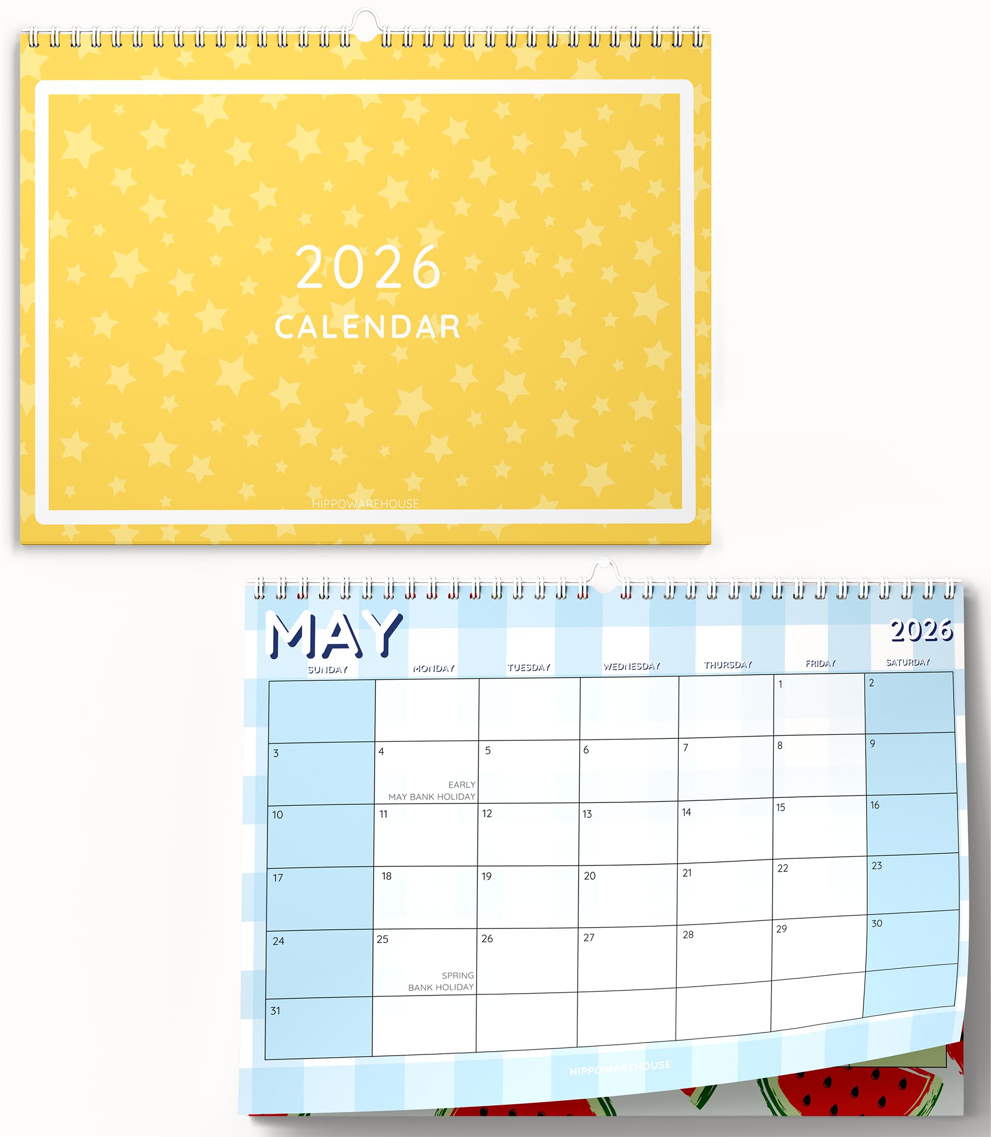 Wall Calendar Season Themed Design September 2026 December 2027 15 Month Family Wall Planner Easy to Write On School Organizer Minimalist Student A4 UK Bank Holidays and important dates listed