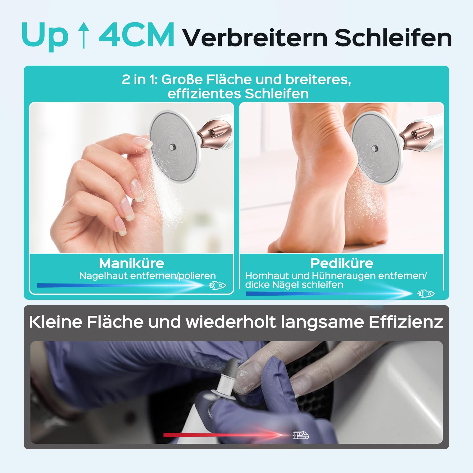 Set manicure pedicure 5 in 1 lima elettrica per unghie dei piedi, mani e piedi – levigatrice più ampia per unghie spesse bianco