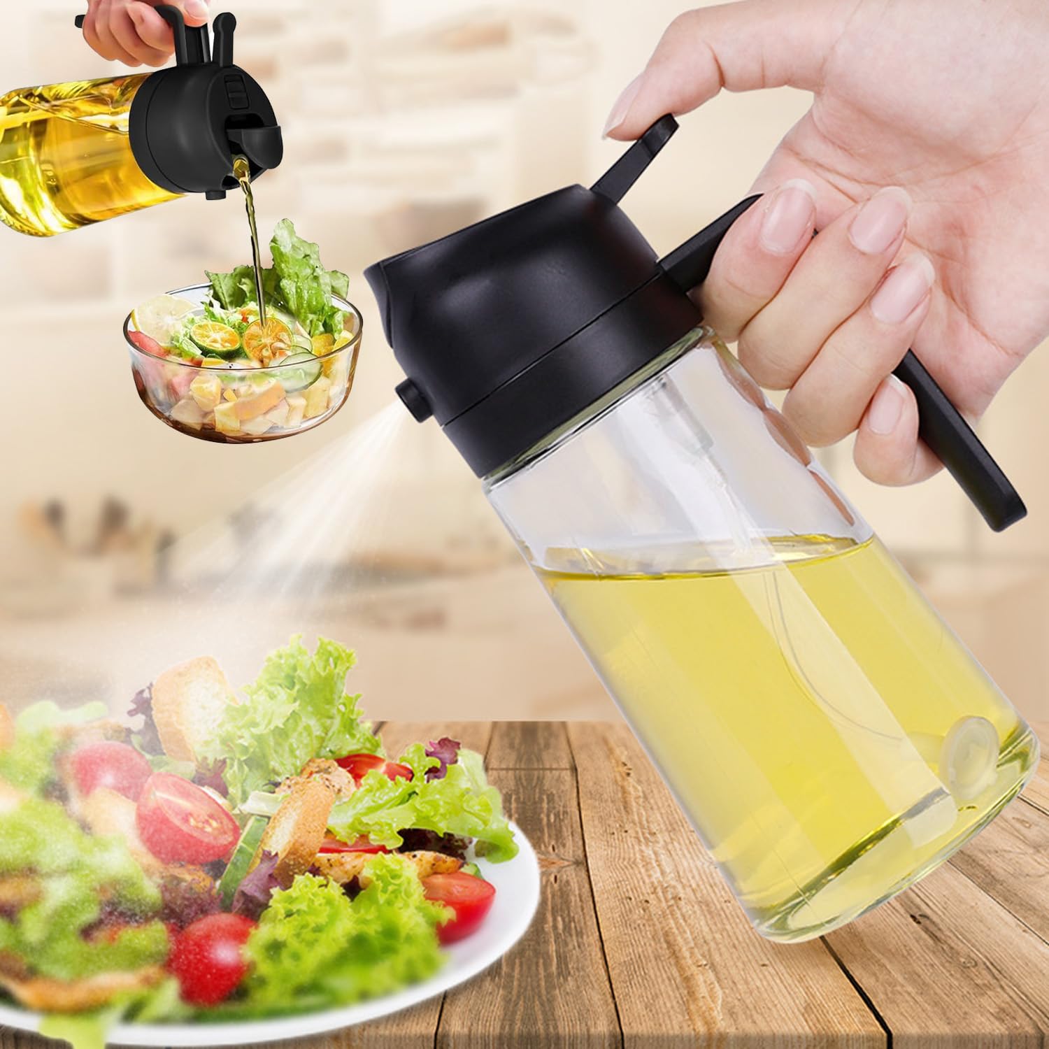 Dispensador De Aceite Spray Botellas Dispensadoras De Aceite 2 En 1 - 470 Ml (pulverizar O Verter, Sin BPA) Dispensador De Aceite Para Cocina