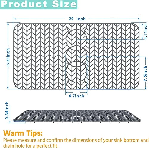 Miniatura 5 de AWOKE - Protectores para fregadero de cocina, tapete de fregadero de 12.25 x 11.5 pulgadas, resistente al calor, de silicona, fácil de limpiar, para