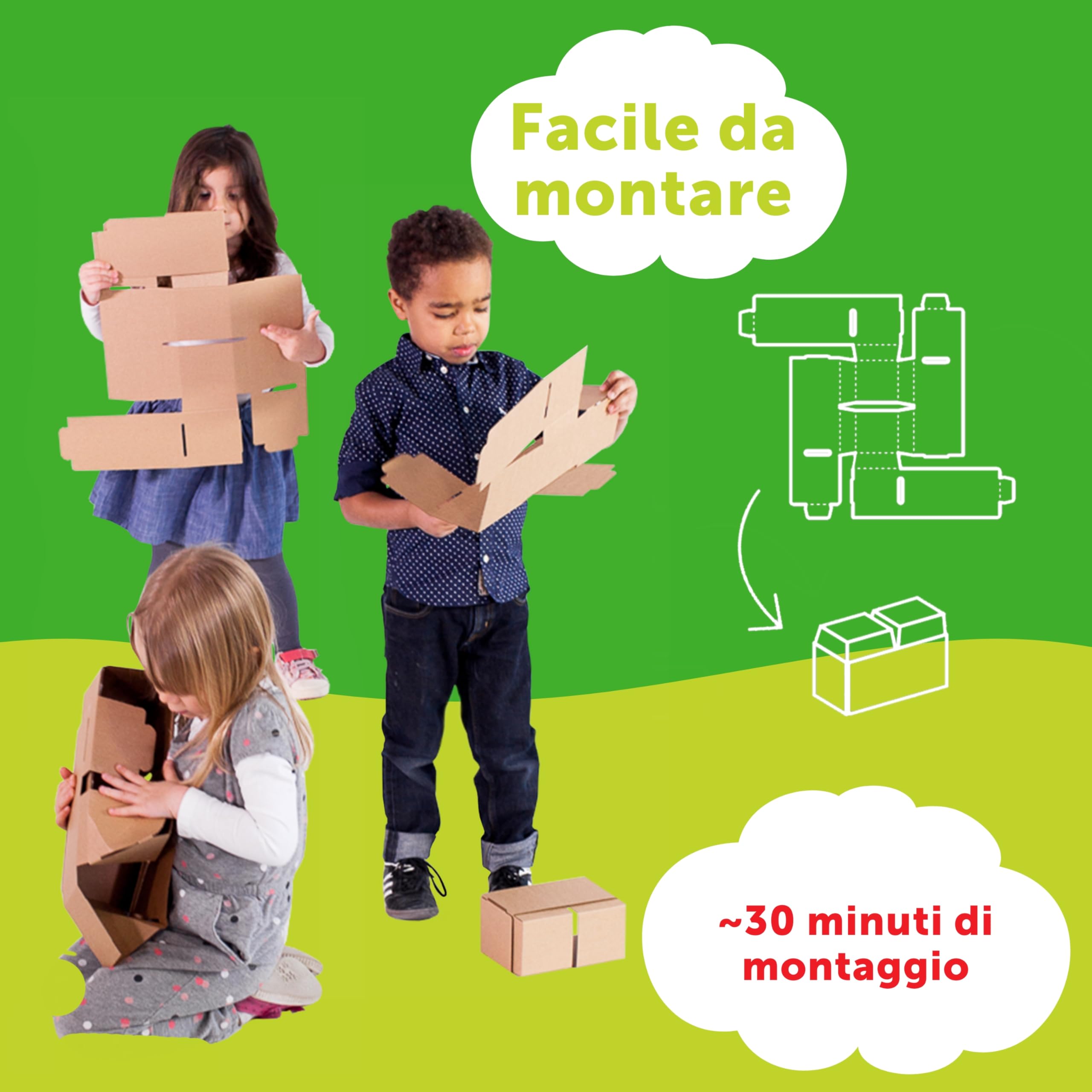 GIGI BLOKS 60 Mattoncini Costruzioni Grandi per Bambini XXL Impilabili & Incastro | Cartone Blocchi Costruzioni per Bambini Robusti e Facili da Montare | Grandi Giochi Montessori Creativi & Educativi