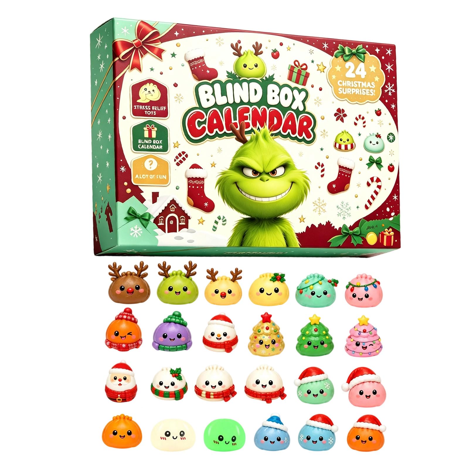 Christmas Advent Calendar 24‑Day Toy Christmas ‑Up Hole Punch Sensory Stress For Kids Fidgets Christmas Birthday Party Favors Gift