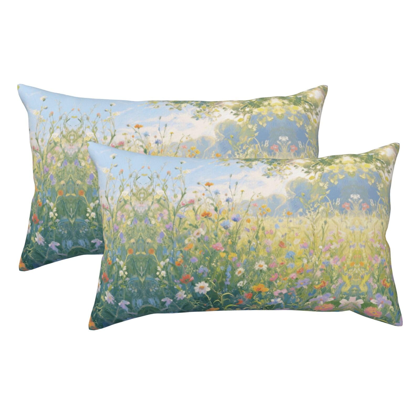 Artistic Flowers Luxury King Pillowcases Set of 2, Plush Velvet Feel Pillow Covers with Hidden Zipper, Skin & Hair Friendly, 20x36 Inches Pillow Cases for Sleeping Gift